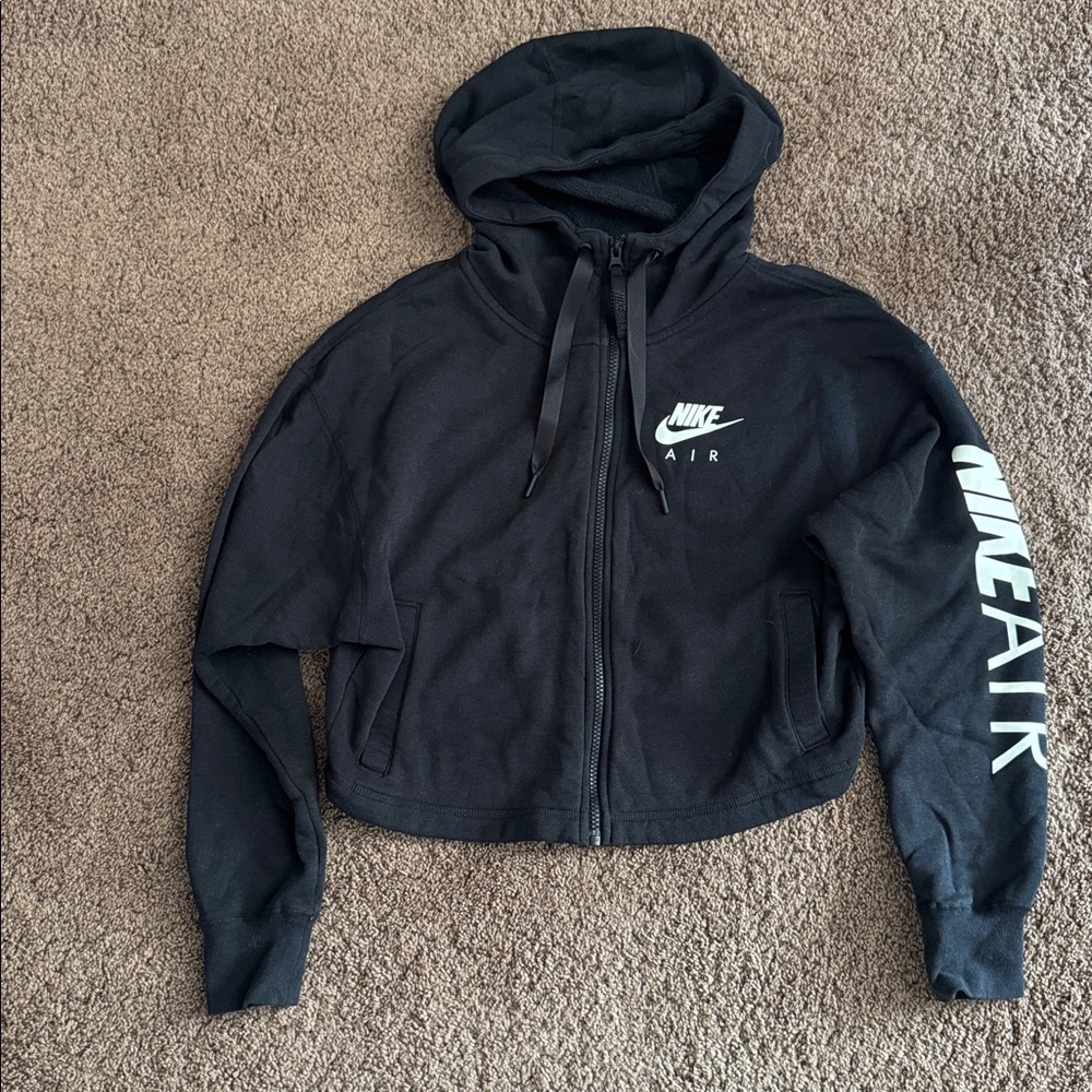 Nike Women's Black Zip-Up Cropped Hoodie